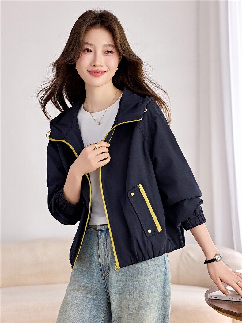 现货！！！2026秋季新品休闲时尚撞色外套女短款夹克,女装短外套,以桐