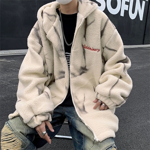 F12-P78 冬季美式加厚保暖羊羔绒棉服潮牌宽松连帽棉袄外套男士图片