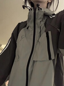 B1926-P88 新款机能冲锋衣复古外套宽松撞色潮INS连帽外套夹克图片