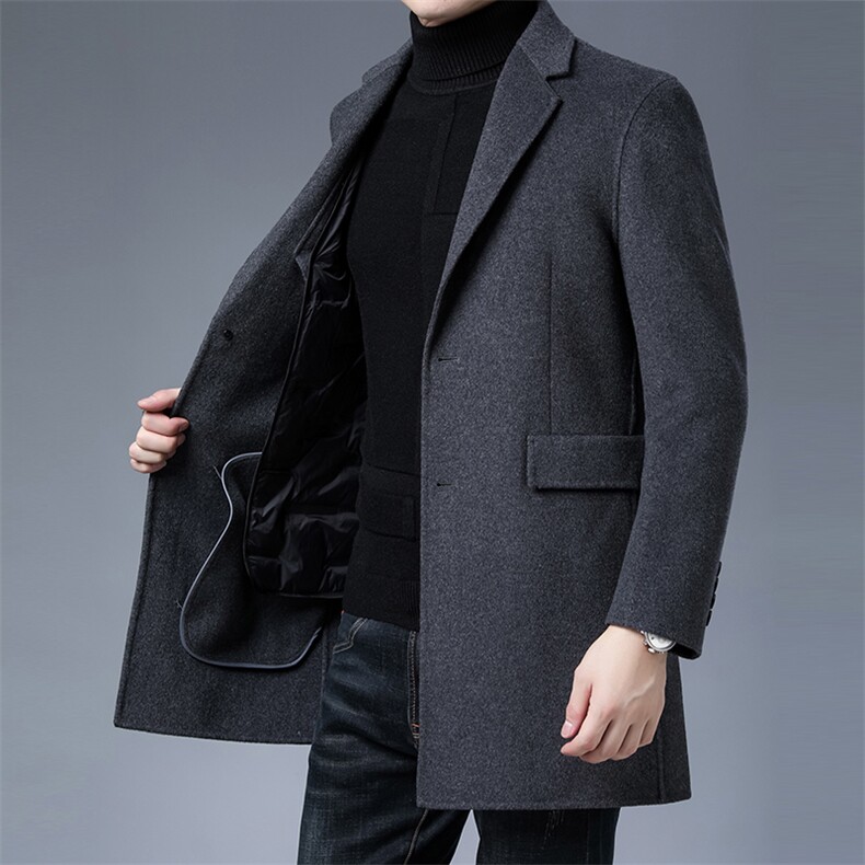 M1910钱塘2020-3双面呢羽绒大衣稳定主推高品质P385,男装毛呢大衣,钱塘207-3