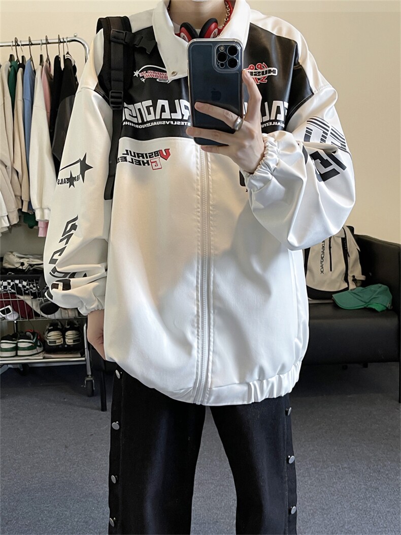 主推美式复古拼接pu机车服情侣加厚皮衣夹克棉衣外套PY6625-P90,男装夹克,星座307A