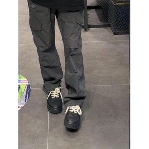 美式hiphop裤子贴标设计机能户外冲锋裤男vintage小众直筒休闲裤图片
