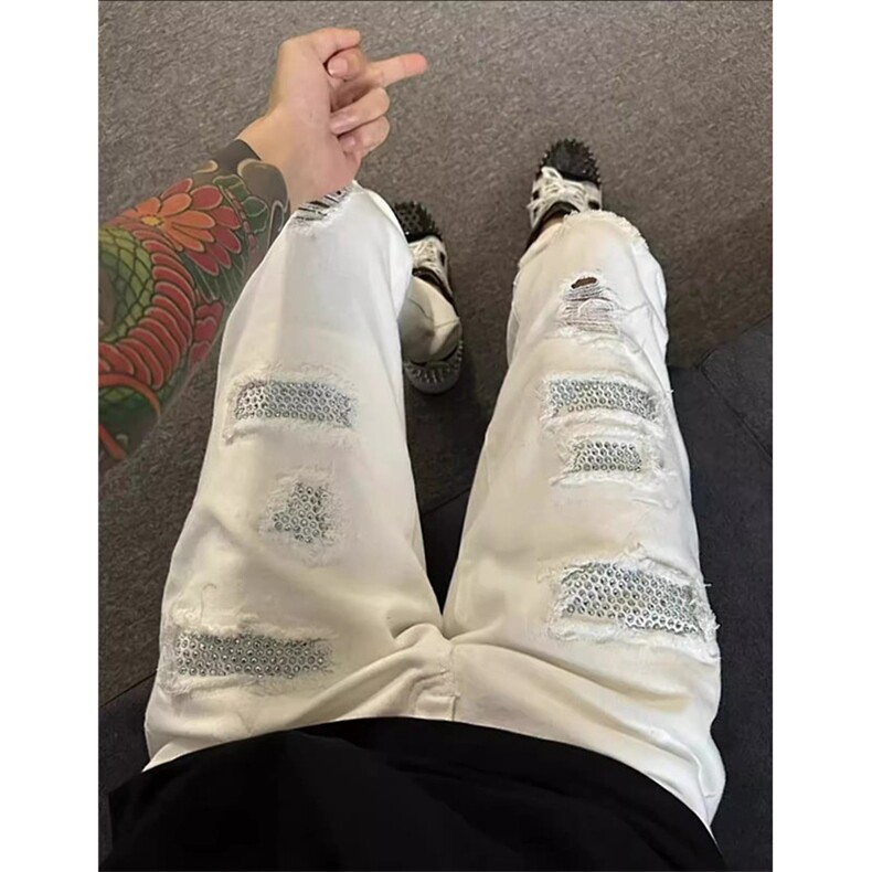 牛仔裤男款破洞夏季薄款新款休闲裤子男春秋修身小脚弹力KT80,男装牛仔裤,星座1116A（原606A-3）