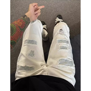 牛仔裤男款破洞夏季薄款新款休闲裤子男春秋修身小脚弹力 KT80图片