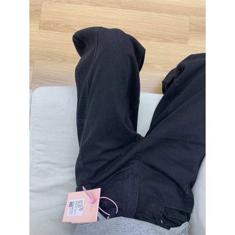 AK2259-P62美式复古重磅弯刀牛仔裤夏季新款潮牌百搭阔腿裤图片