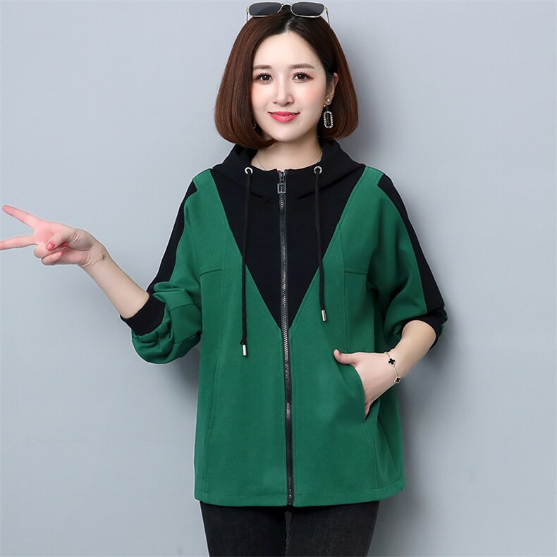 春秋休闲连帽卫衣外套女士2024新款中年妈妈刺绣洋气减龄百搭开衫,女装短外套,姿萝菲
