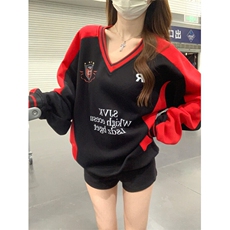 EE064-P65卫衣男女情侣薄款2024潮流宽松设计感条纹圆领韩版上衣，男装卫衣，星座911-3