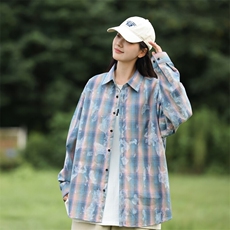 25年春季格子衬衫长袖大码宽松落肩现货DS-C323-1-2371-特批35，男装衬衫，电商C323-1
