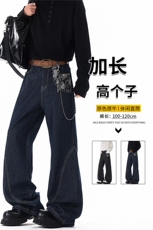 190高个子加长版丹宁牛仔裤宽松潮牌裤子男春秋季直筒阔腿裤KZ099，男装牛仔裤，电商B312