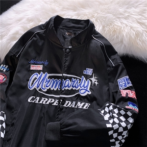 美式复古刺绣棒球服春季情侣ins潮机车夹克男高街痞帅  W2874-P60图片