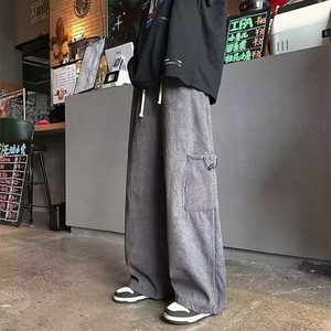 G1148-P35 细条灯芯绒工装裤日系复古垂感阔腿裤四季款男女休闲裤图片