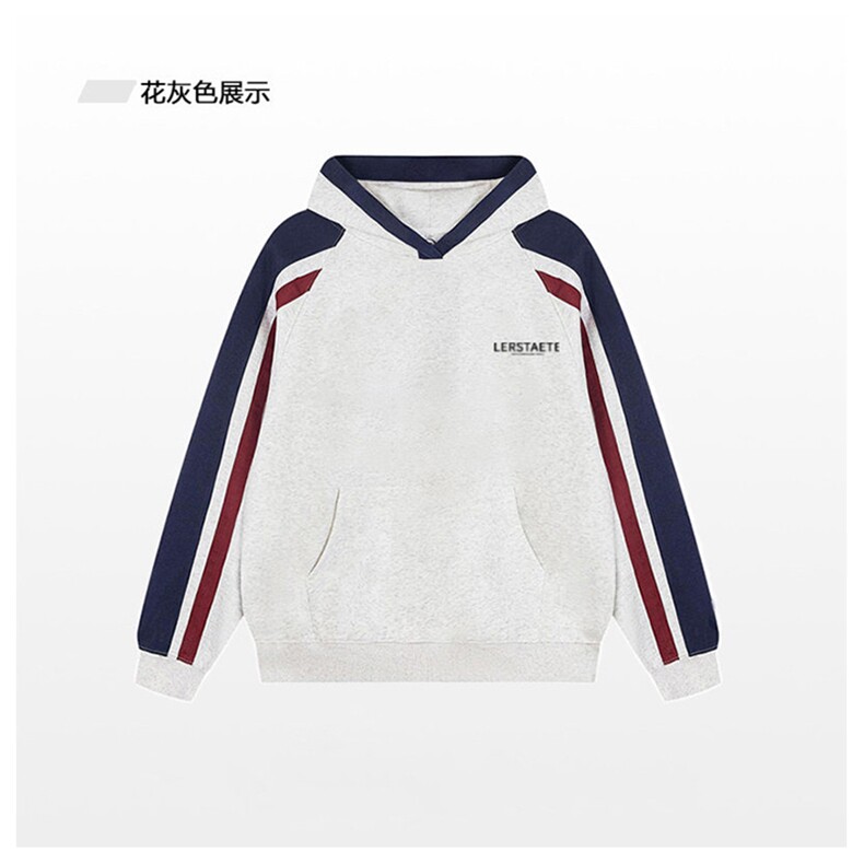抖音得物供货 提供视频 秋冬重磅美式宽松接拼连帽卫衣3253图片