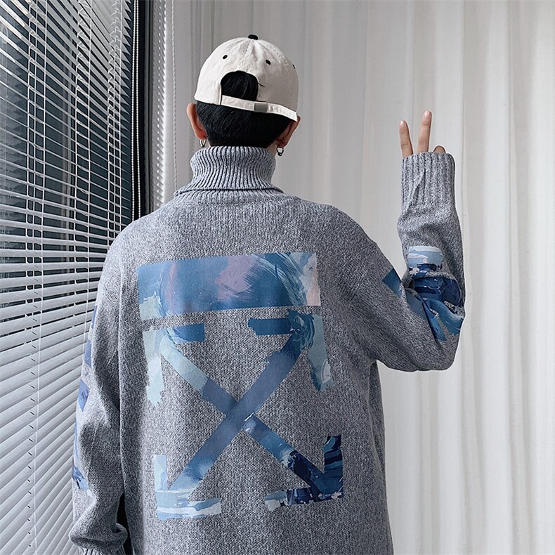 ！冬季加厚高领毛衣男潮牌印花百搭针织衫毛线衣服GM606P60,男装针织衫/毛衣,电商B220