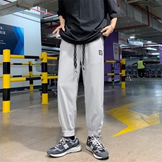 华夫格拉链束脚裤夏季薄款宽松潮流束脚休闲卫裤男K3831-P33，男装休闲裤，星座512-2