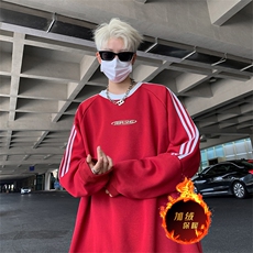抖音得物供货提供视频秋冬重磅美式宽松织带圆领卫衣0309，男装卫衣，电商A486