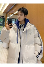 棉衣男冬季新款港风K宽松假两件宽松连帽学生棉服MY8882-P82，男装棉衣，星座214-3