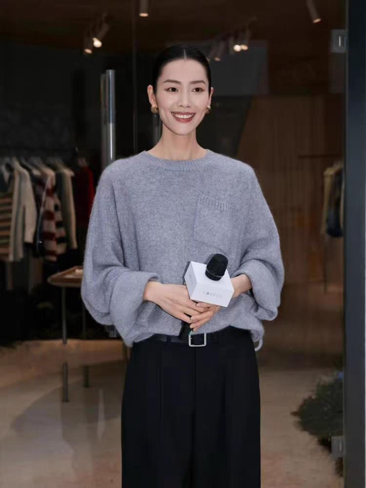 2025秋冬百搭时尚简约斜兜同款舒适百搭上衣,女装羊毛衫,千御纺羊绒