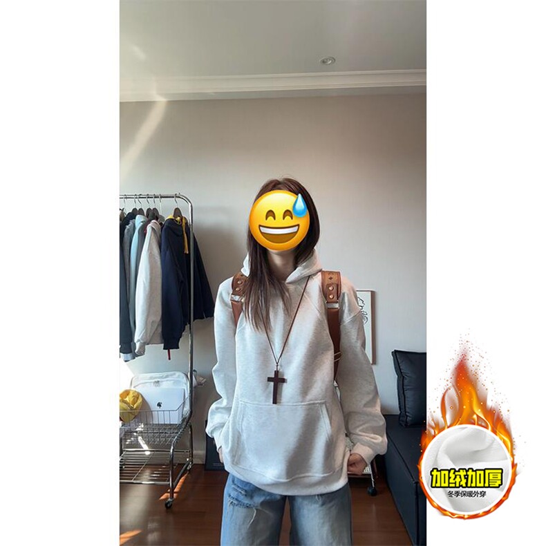 480G重磅加绒硬挺boxy男女秋冬美式高街结构螺纹拼接卫衣厚外套,女装短外套,电商A486