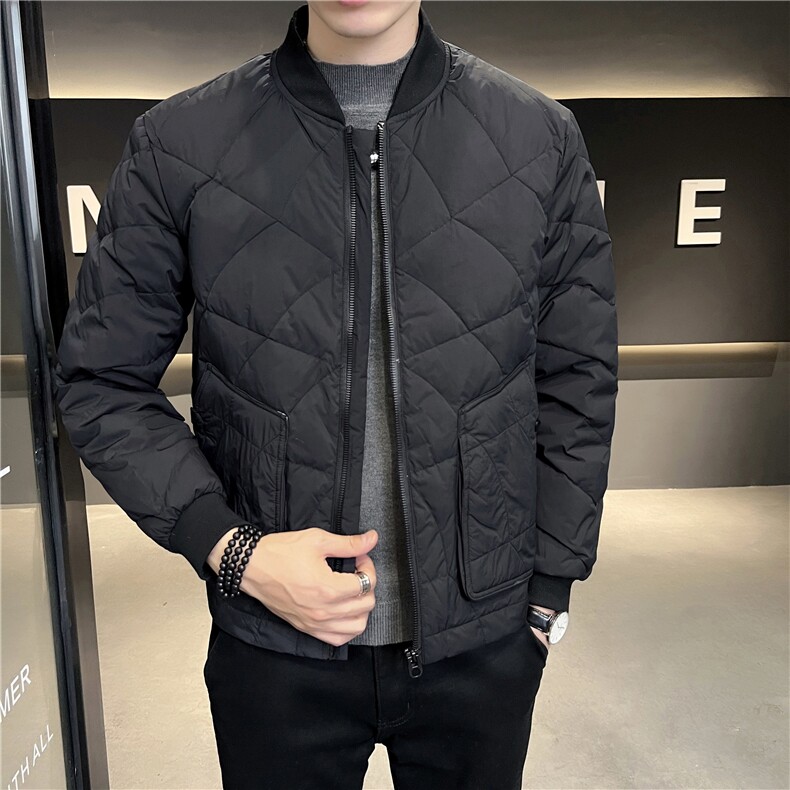 2025冬季新款白鸭绒棒球领羽绒轻薄保暖休闲外套男8070-P160，男装棉衣，电商A413
