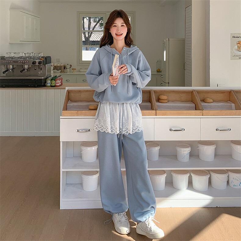 现货-春季新款蓝色花边两件套203-8866-P165-K238,女装套装/套裙,浙宝203