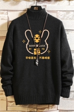 半高领毛衣男士大码针织衫男毛线衣男网格M18297-P45加绒款-P65，男装针织衫/毛衣，电商A040A