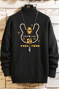半高领毛衣男士大码针织衫男毛线衣男网格 M18297-P45 加绒款-P65图片