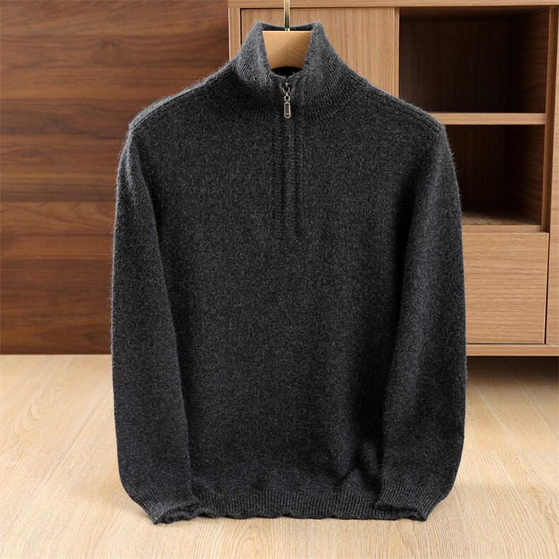 男士半高领毛衣商务休闲纯色针织休闲羊毛衫，男装羊毛衫，清联羊绒