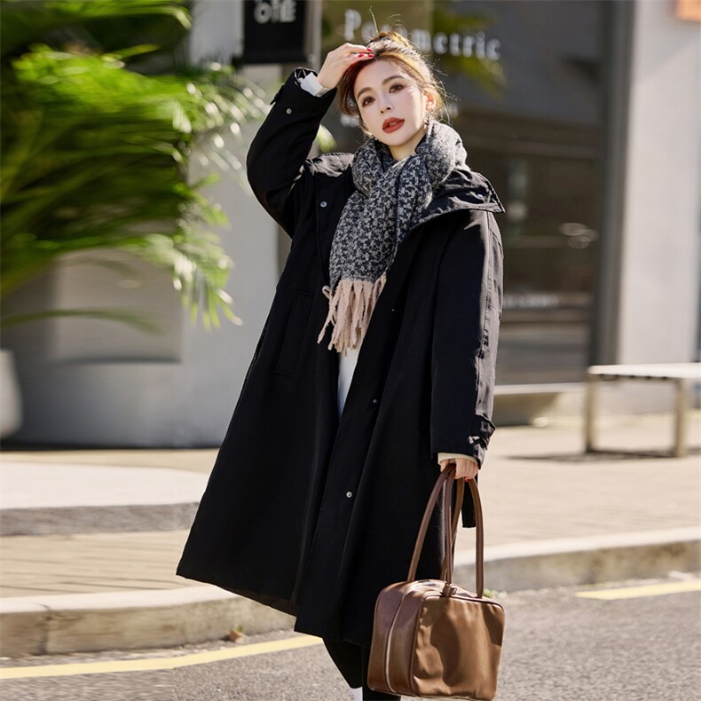 现货2025冬装新款韩版防风保暖白鸭绒羽绒服时尚潮风衣,女装羽绒服,木子恋