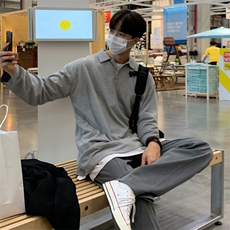 抖音得物高品质二开230克精梳珠地光版纯色宽松长袖T恤翻领POLO衫，男装T恤，电商A486