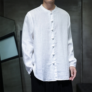 风高品质 纯亚麻手工盘扣长袖衬衫 xz815-8619p110图片