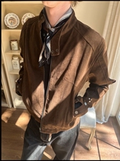JK718-尺码M-3XL-P65-X135-复古绒皮工艺立领哈灵顿夹克外套，男装夹克，星座1811B