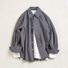 B413-1-DX6160日系少年格子长袖衬衫男春季休闲宽松百搭衬衣外套，男装衬衫，电商B413-1