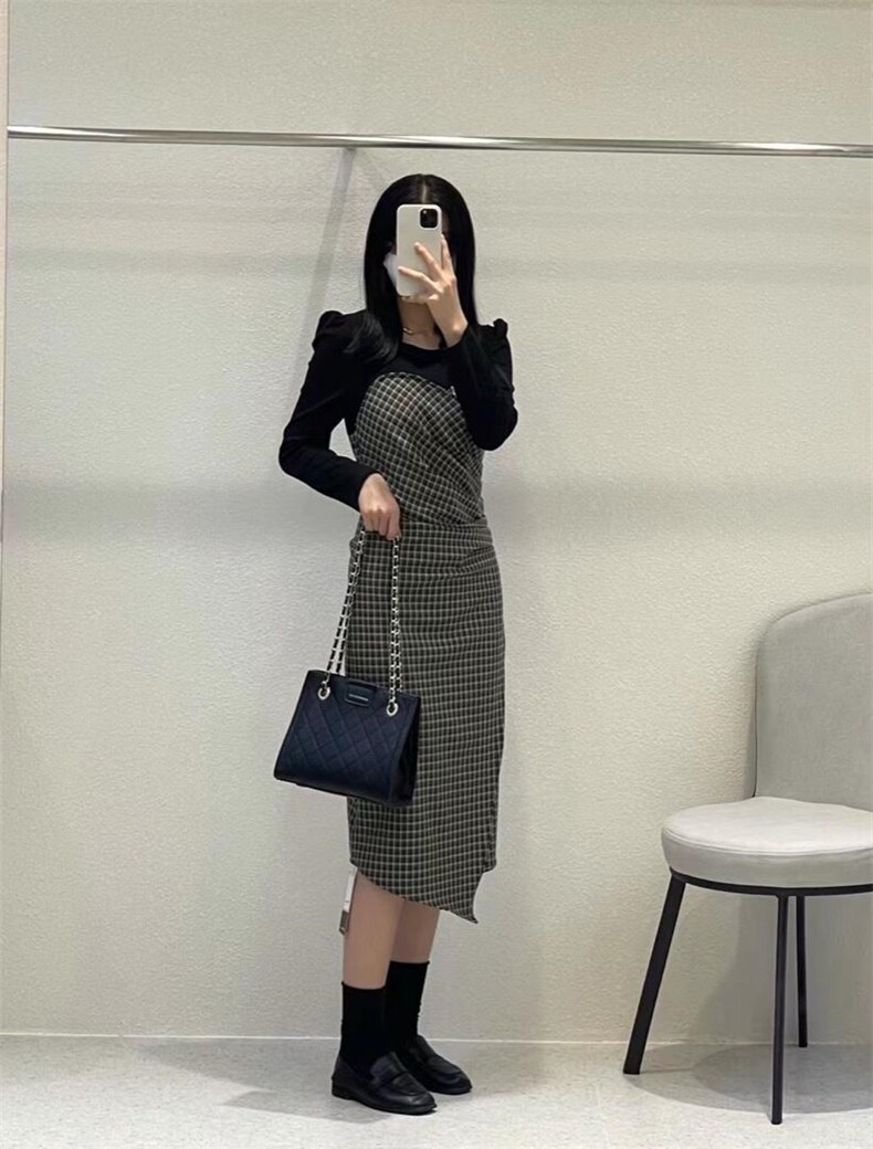 2021新品格子连衣裙,女装连衣裙,小车家