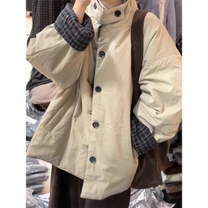 女风 黑灰格子双面穿夹棉棉衣 ZM0136-P115图片
