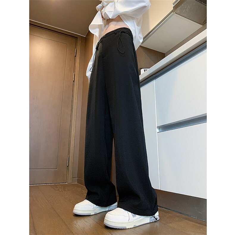 K8018/P50新款秋装港风抽绳束脚西裤男垂感休闲裤宽松大码裤子，男装休闲裤，电商A141