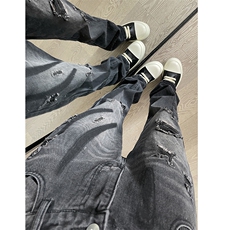 B221美式ins高街小众个性男女破洞牛仔裤LK23001-P65控88，男装牛仔裤，电商B221