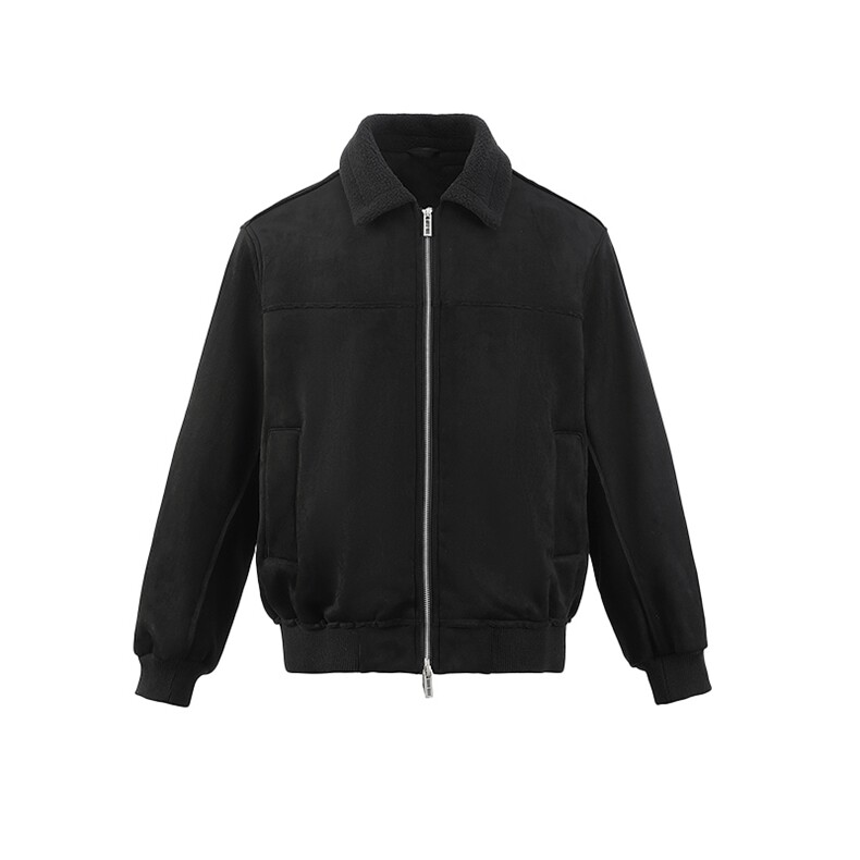 白底图麂皮绒夹克外套秋冬短款毛领冬季加厚A236-JK612-P160,男装夹克,电商A236