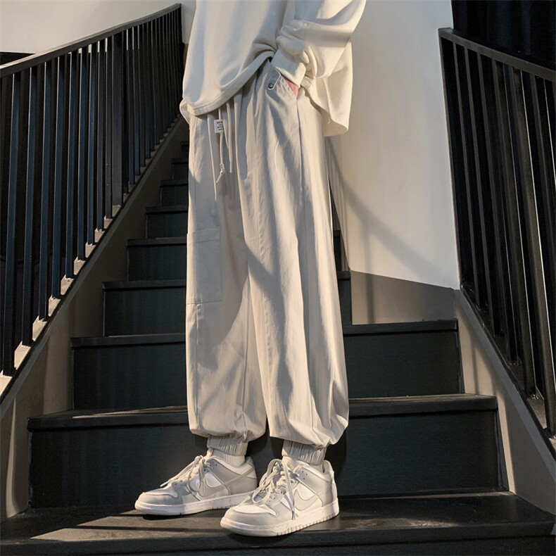 纯棉水洗梭织裤2023新款阔腿束脚休闲裤男K23133-P45控68,男装休闲裤,星座717