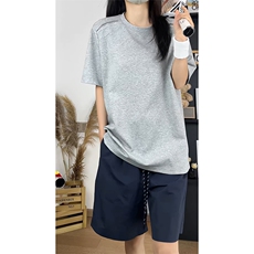 美式简约假两件拼接短袖T恤男女宽松型显瘦圆领上衣T3701-特价P27，男装T恤，电商A007