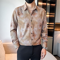 秋冬新款男士社会小伙店主风长袖印花衬衫301A-1/CS600/P58，男装衬衫，星座301A-1