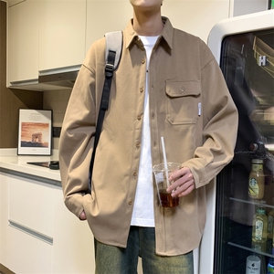 F69-P48日系复古工装衬衫外套男2024春季新款港风潮牌长袖衬衣