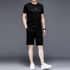 2023年夏款潮流休闲时尚男士运动短袖短裤套装P130，男装休闲套装，电商D223-1