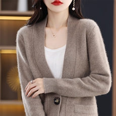 优雅气质女开衫简约百搭显瘦保暖外套品质纯材质柔软舒适，女装羊毛衫，琳华羊绒