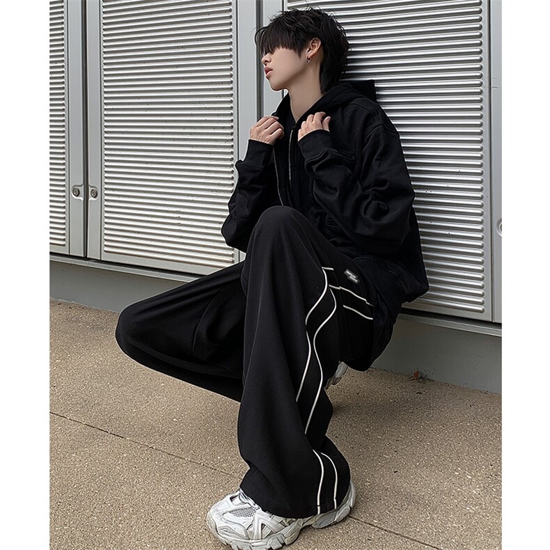 8XL-M特大码春夏季反光条设计美式高街休闲运动裤阔腿裤男K949P55,男装休闲裤,电商D206-1