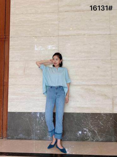 16131#?烟管裤 裤脚的假卷边设计?时尚感满满，女装，都市米兰