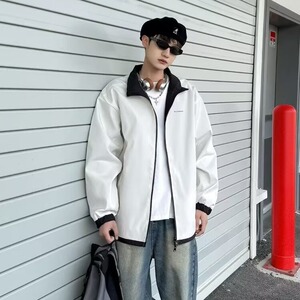 港风秋款男两面穿夹克满天星字母印花外套JK0038 P60图片