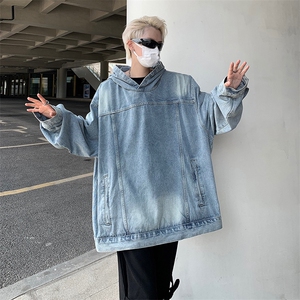 WY91-P58美式复古宽松型连帽牛仔卫衣图片