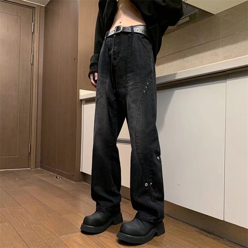 美式高街牛仔裤男韩版潮流帅2024春季新款K3053-P48,男装休闲裤,星座1109-3