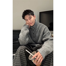 纽扣针织衫外套男重磅800g秋冬老钱风半高领毛衣-A2329TP68，男装针织衫/毛衣，电商B241