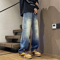 2025男直筒休闲长裤青少年美式潮牌复古牛仔裤N523P50，男装牛仔裤，星座914-1